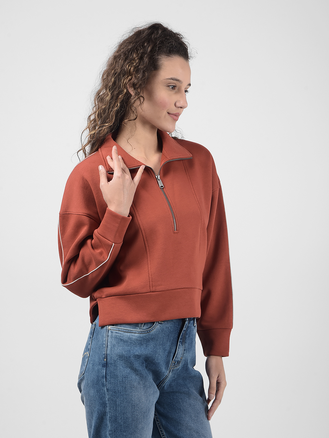 Numero Uno Women Solid Brown Sweat Shirt